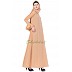 A-line designer abaya with frills on sleeves - Beige color  A-line designer abaya with frills on sleeves - Beige color